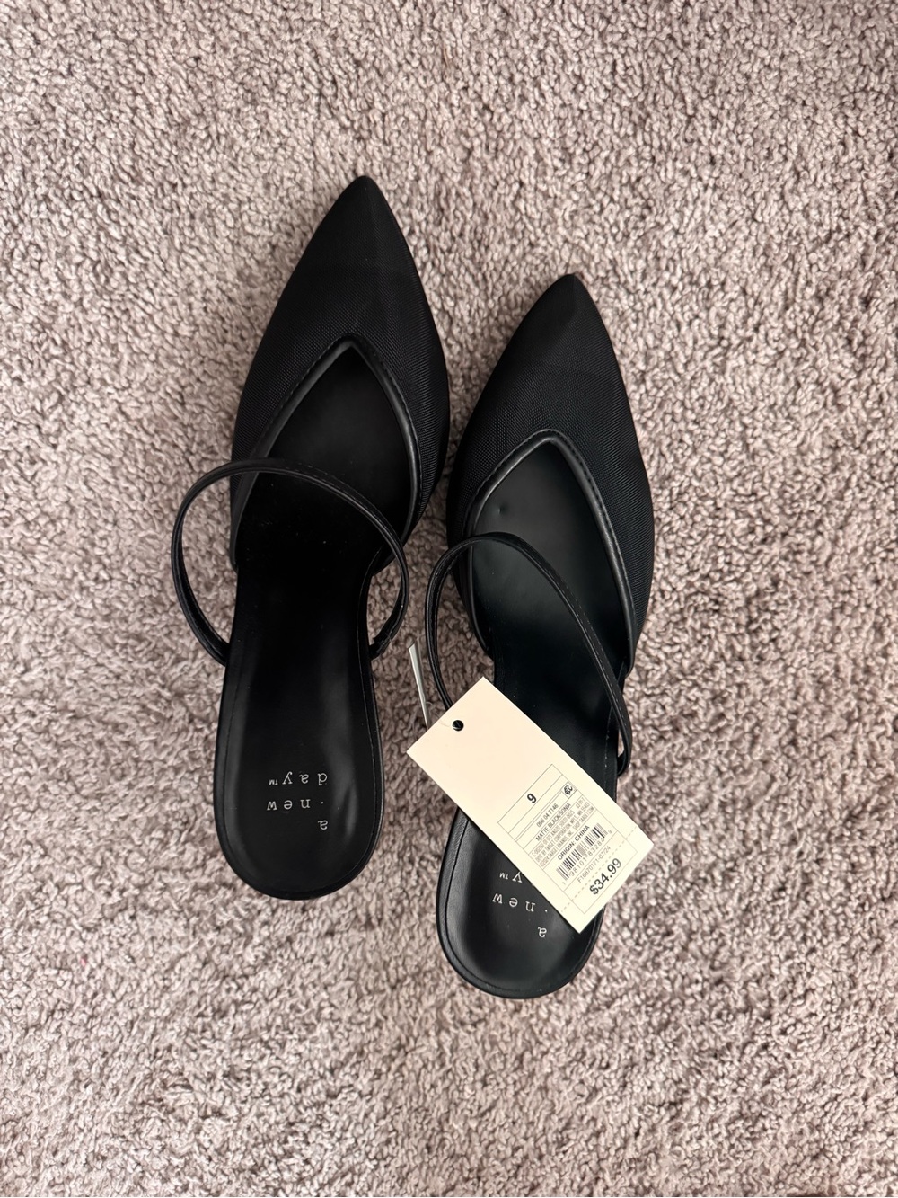 Target Black Pointed-Toe Slip-On Heels with Ankle Strap